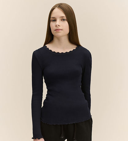 Rosemunde Blouse - Rib - Balta - Navy m. Veter