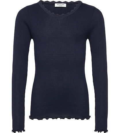 Rosemunde Blouse - Rib - Balta - Navy m. Veter