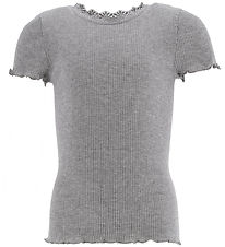 Rosemunde T-shirt - Rib - Balta - Grey Melange w. Lace Rosemunde T-shirt - Rib - Balta - Grey Melange w. Lace