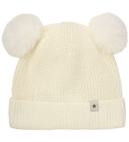 Huttelihut Mütze - Strick - Antique White m. Quasten