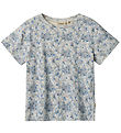Wheat T-shirt - Ella - Blue Summer Flowers Wheat T-shirt - Ella - Blue Summer Flowers