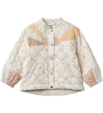 Wheat Jacket - Quilted - Inga - Ivory Checked Flowers