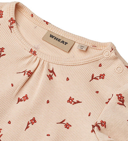 Wheat Bodysuit l/s - Rib - Elmine - Rose Water Flowers