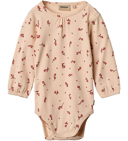 Wheat Bodysuit l/s - Rib - Elmine - Rose Water Flowers