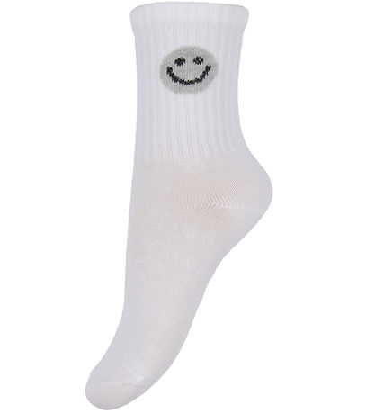 Minymo Sokken - 2-pack - Grijs Gevlekt/Wit m. Smiley