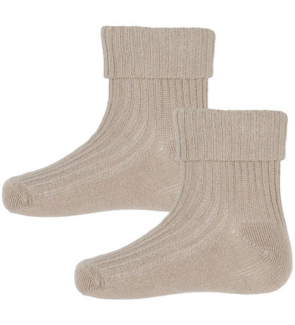 Minymo Socks - 2-Pack - Rib - Light Taupe