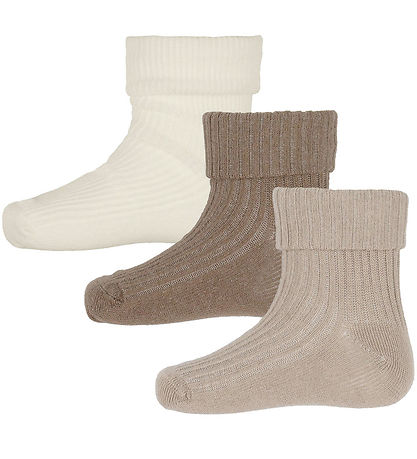 Minymo Socks - 2-Pack - Rib - Light Taupe