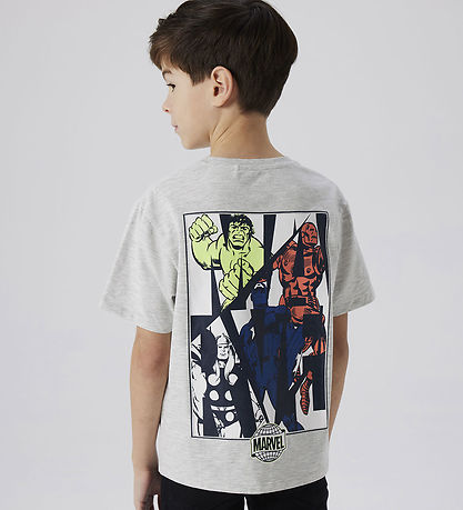 Name It T-shirts - Marvel - NkmMajor - Light Grey Melange Name It T-shirts - Marvel - NkmMajor - Light Grey Melange