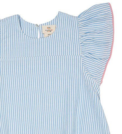 Copenhagen Colors Dress - Sky Blue W. Cream Stripe W. Pink