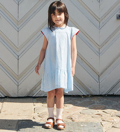 Copenhagen Colors Dress - Sky Blue W. Cream Stripe W. Pink