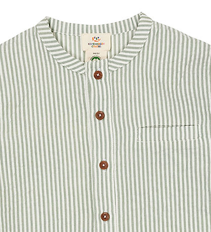 Copenhagen Colors Kauluspaita - Green W. Cream Stripe