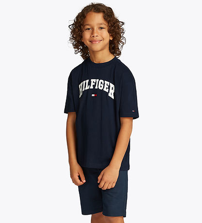 Tommy Hilfiger Stuttermabolur - Varsity - Dark Nótt Dökkblátt