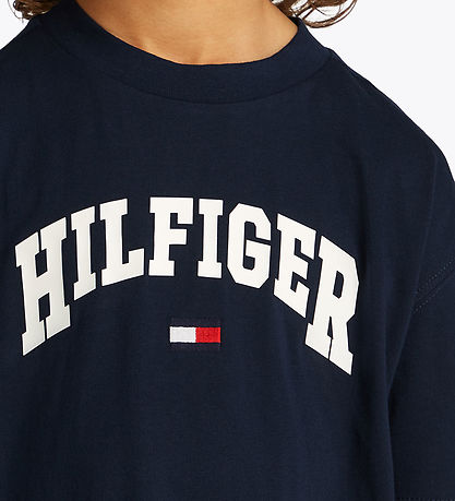 Tommy Hilfiger Stuttermabolur - Varsity - Dark Nótt Dökkblátt
