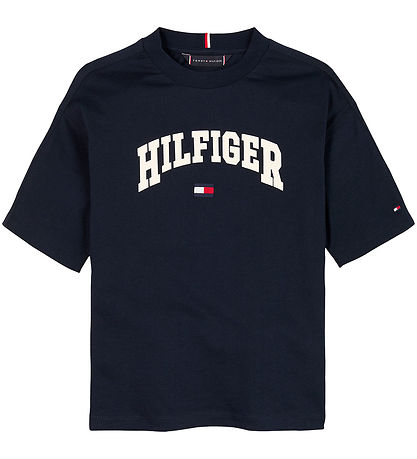 Tommy Hilfiger Stuttermabolur - Varsity - Dark Nótt Dökkblátt