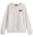 Tommy Hilfiger Sweatshirt - Flag Relaxed - Snow White Heather Tommy Hilfiger Sweatshirt - Flag Relaxed - Snow White Heather