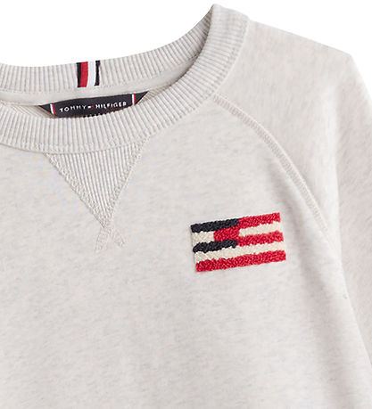 Tommy Hilfiger Sweatshirt - Flag Relaxed - Snow White Heather