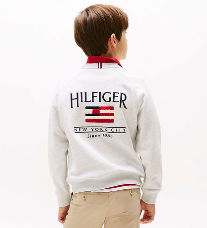 Tommy Hilfiger Sweatshirt - Flag Relaxed - Snow White Heather