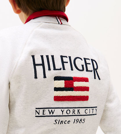 Tommy Hilfiger Sweatshirt - Flag Relaxed - Snow White Heather
