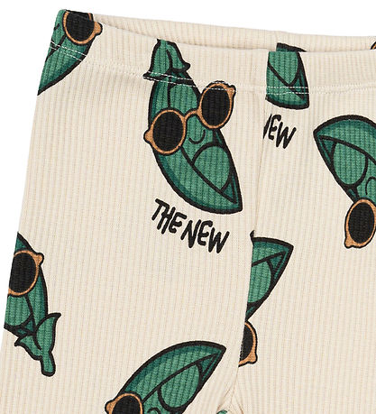 The New Siblings Leggings - Rib - TnstNevi - White Swan/Grænt M.