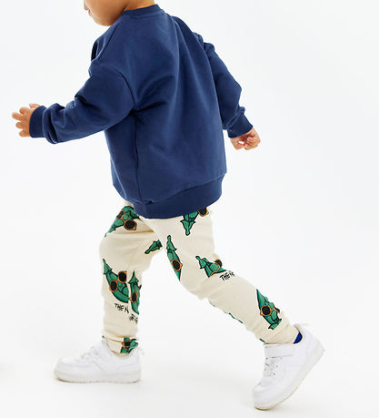 The New Siblings Leggings - Rib - TnstNevi - White Swan/Grænt M.