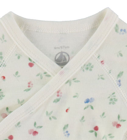 Petit Bateau Wrap Bodysuit l/s - Marshmallow/Multicolour
