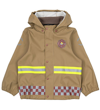 Mikk-Line Rainwear w. Suspenders - PU - Kelp w. Firefighter
