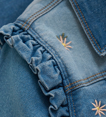 Denim Veste av. Broderie Minymo - Blue Brouillard