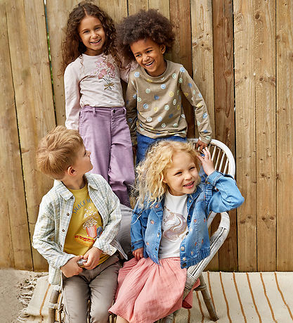 Denim Veste av. Broderie Minymo - Blue Brouillard
