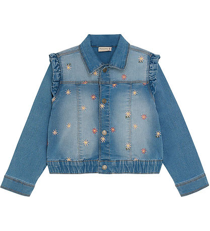 Denim Veste av. Broderie Minymo - Blue Brouillard