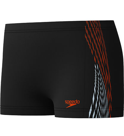 Speedo Swim Trunks - Plastisol Placement - Black w. Orange