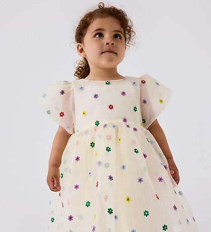 Name It Dress - NmfFrigga - Oatmeal w. Flowers Name It Dress - NmfFrigga - Oatmeal w. Flowers