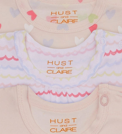 Hust and Claire Bodysuit s/s - 3-Pack - Bella - White/Pink