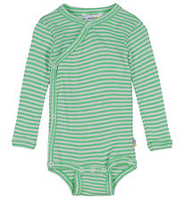 Joha Omslagsbody I/e - Rib - Ull/Silke - Off White/Grønn Joha Omslagsbody I/e - Rib - Ull/Silke - Off White/Grønn