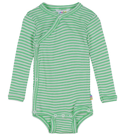 Joha Wrap Bodysuit l/s - Rib - Wool/Silk - Off White/Green