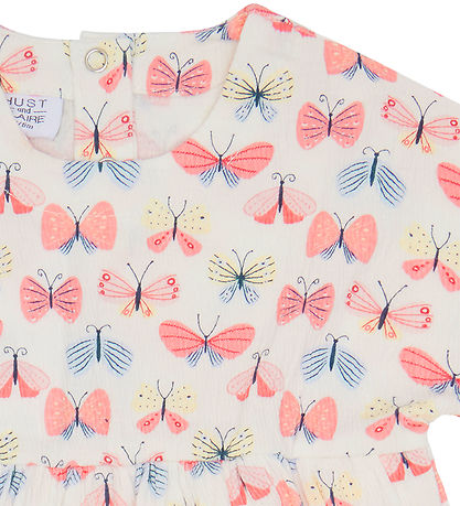 Hust and Claire Bodysuit w. Skirt s/s - Kaja - Ivory w. Butterfl