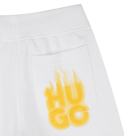 HUGO Sweat Shorts - White w. Yellow