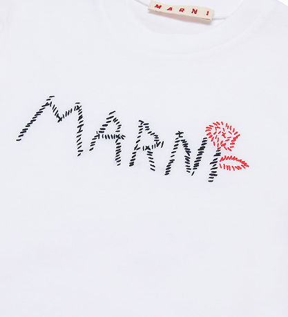 Marni T-shirt - Cropped - White w. Embroidery