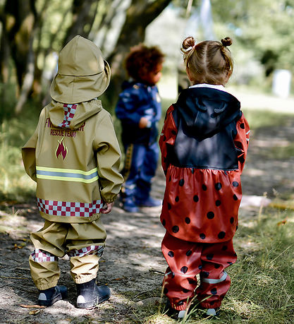 Mikk-Line Rainwear w. Suspenders - PU - Henna w. Ladybug