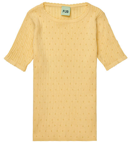 FUB Stuttermabolur - Rib - Pointelle - Vanilla