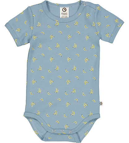 Müsli Bodysuit s/s - Rib - Banana - Ocean/Corn/Night Blue