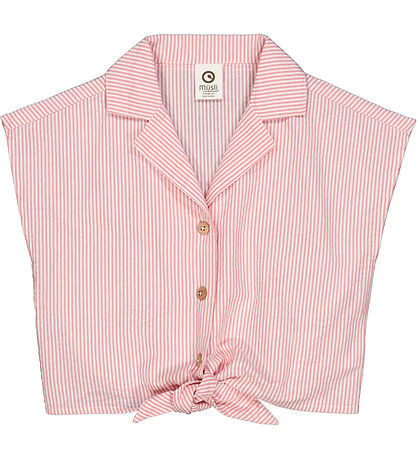 Müsli Shirt - Seesucker - Crop - Conditioner Cream/Bubblegum