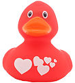 Canard en Caoutchouc- Rouge Canard av. Cœurs blancs  Canard en Caoutchouc- Rouge Canard av. Cœurs blancs
