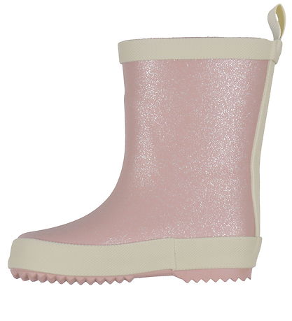 Pom Pom Rubber Boots - Rose Glitter