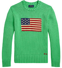 Polo Ralph Lauren Genser - Strikk - Grønn m. Flagg Polo Ralph Lauren Genser - Strikk - Grønn m. Flagg