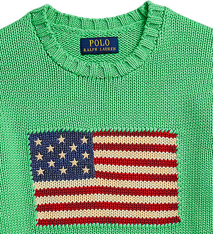 Polo Ralph Lauren Tröja - Stickad - Grön m. Flagga