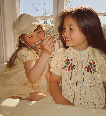 Flöss Sun Hat - Olivia - Soft Yellow Heart Gingham