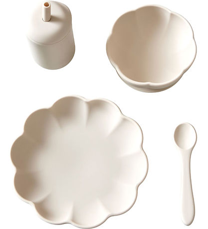 Jack o Juno Dinner Set - Silicone - 4 Parts - Poppy - Cream