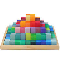 Grimms Träklossar - Small Stegpyramid - Flerfärgad Grimms Träklossar - Small Stegpyramid - Flerfärgad