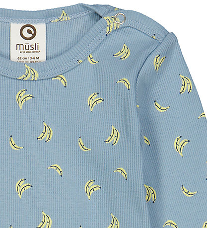 Müsli Bodysuit l/s - Rib - Banana - Ocean/corn/Night Blue