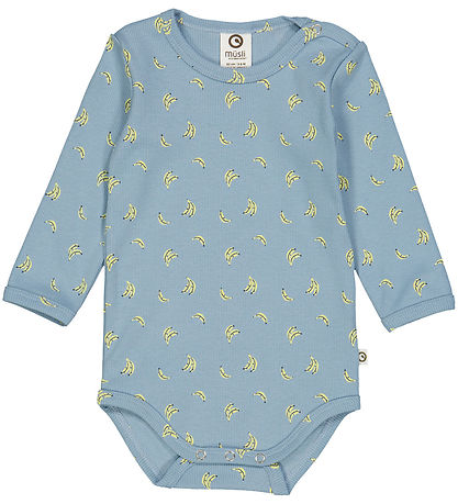 Müsli Bodysuit l/s - Rib - Banana - Ocean/corn/Night Blue